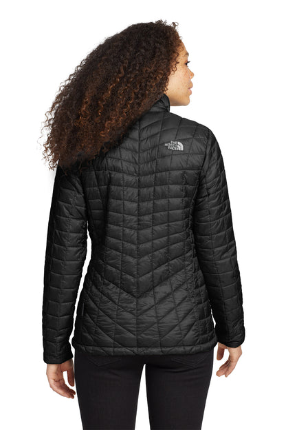 The North Face Women's ThermoBall Trekker Jacket in TNF Matte Black, back on model