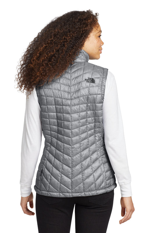 The North Face Women's ThermoBall Trekker Vest in Mid Grey, back on model
