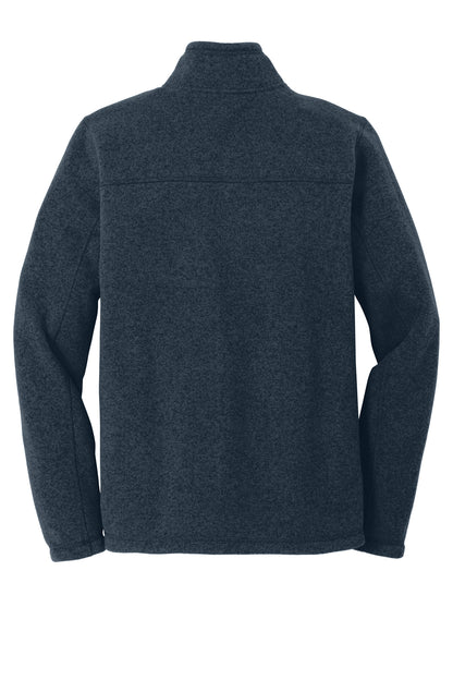 The North Face Sweater Fleece Jacket in Urban Navy Heather, back flat