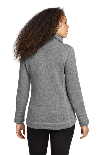 The North Face Women's Sweater Fleece Jacket in TNF Medium Grey Heather, back on model