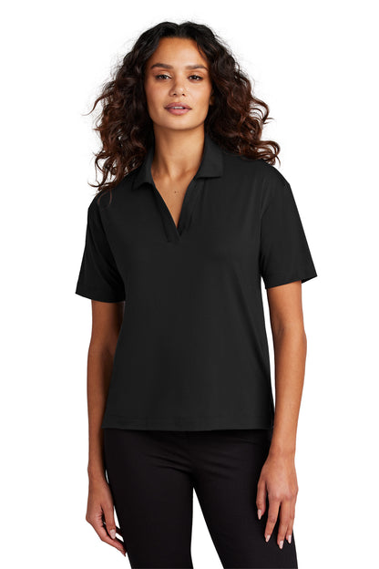 Mercer+Mettle Women’s Stretch Jersey Polo in Deep Black, view