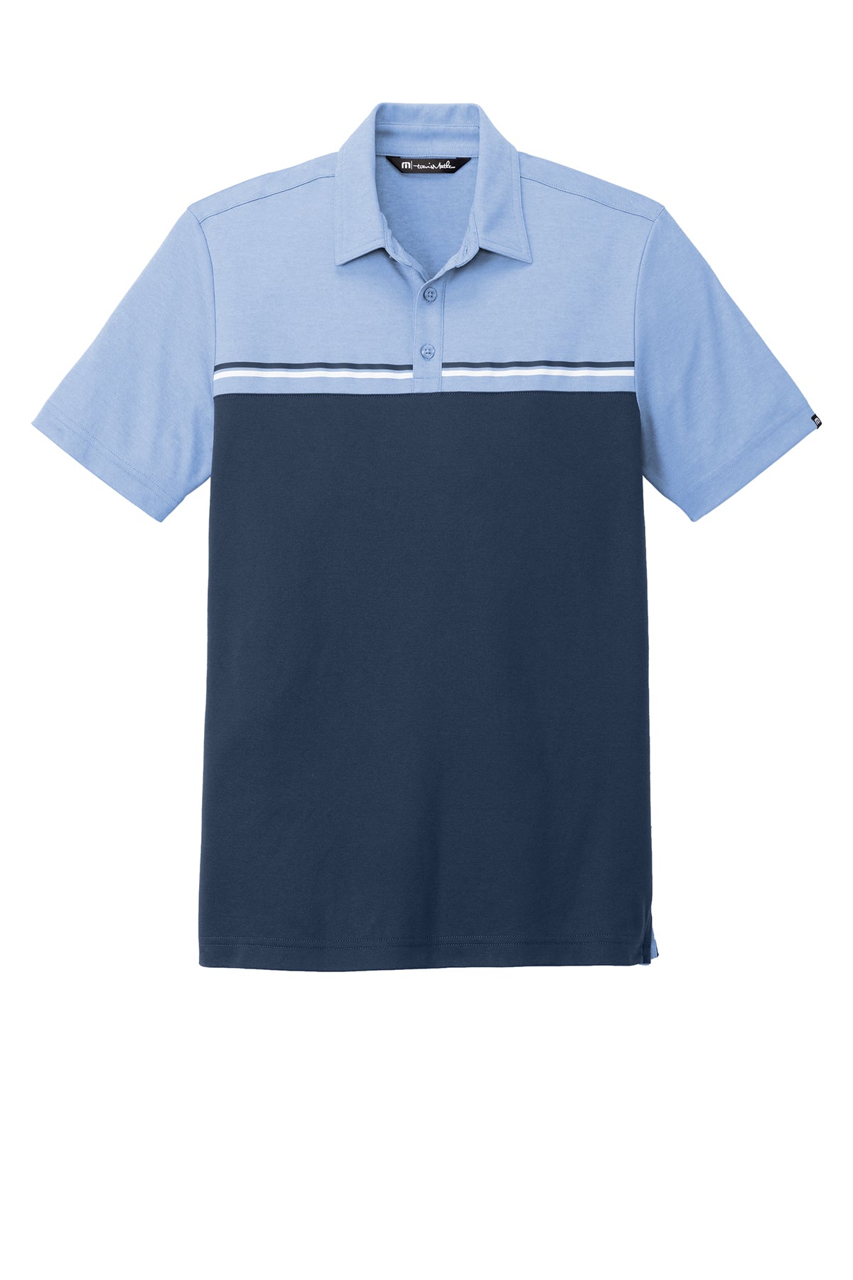 TravisMathew Sunset Blocked Polo in Riviera Heather/ Blue Nights, view