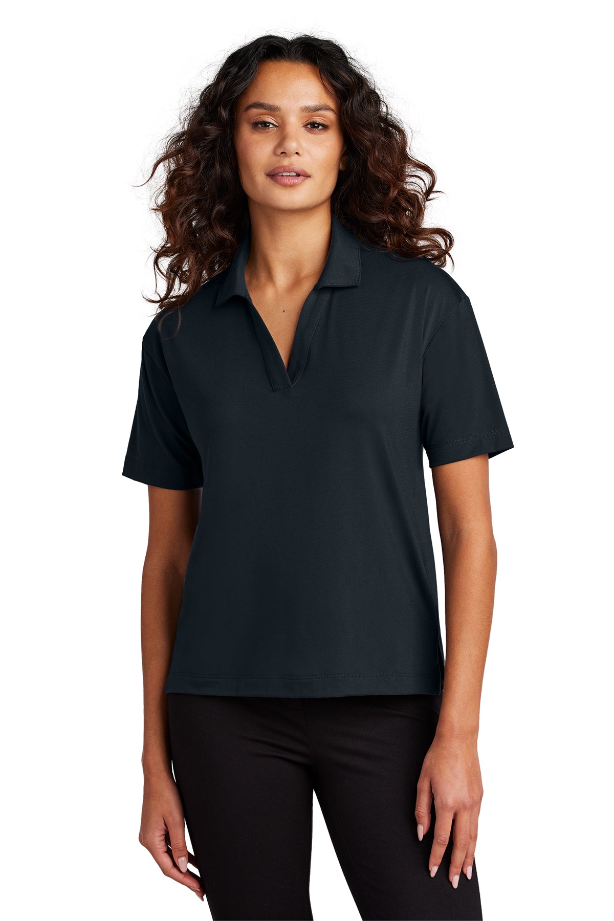 Mercer+Mettle Women’s Stretch Jersey Polo in Night Navy, view