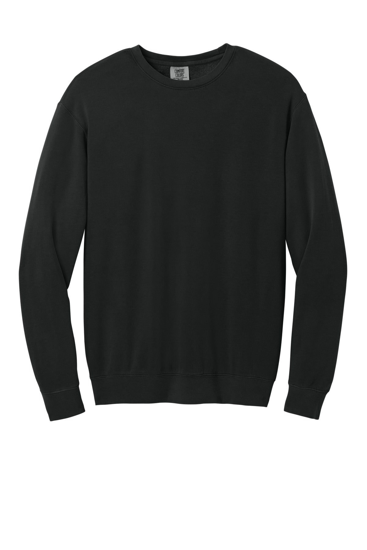 Comfort Colors Lightweight Crewneck Sweatshirt - Black - flat front