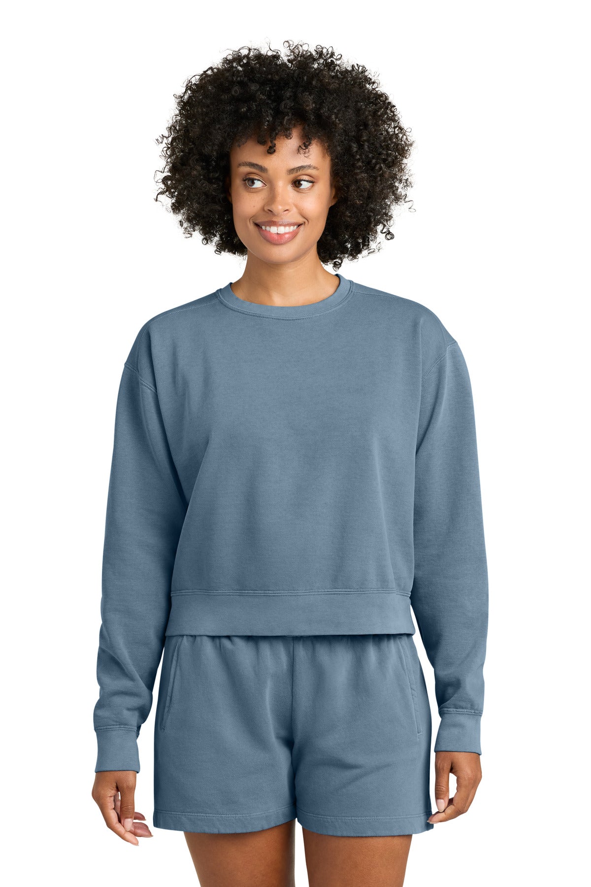 Comfort Colors Women's Mid-Length Crewneck Sweatshirt - Blue Jean - front