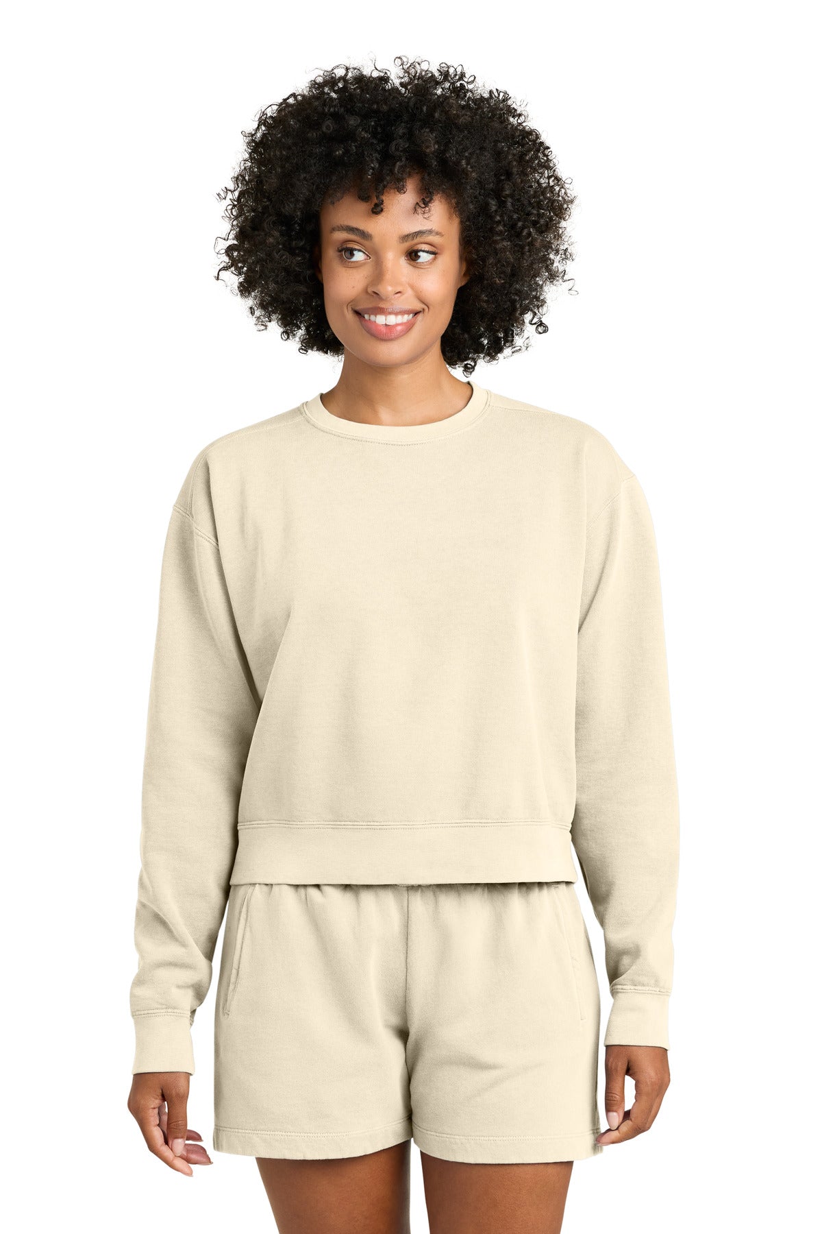 Comfort Colors Women's Mid-Length Crewneck Sweatshirt - Ivory - front