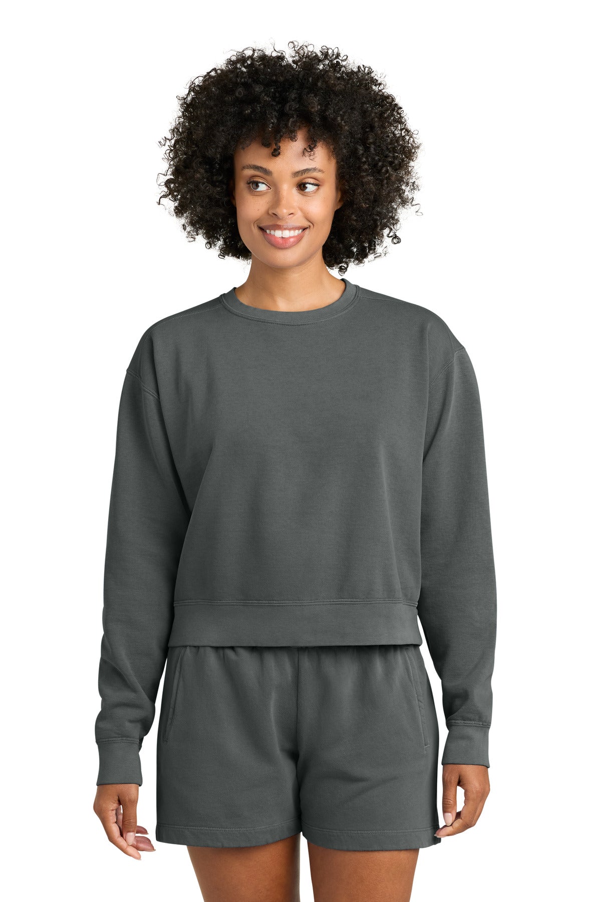 Comfort Colors Women's Mid-Length Crewneck Sweatshirt - Pepper - front