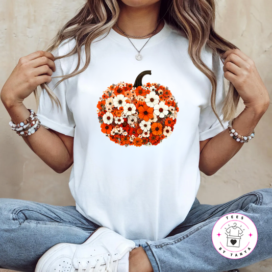 Fall Pumpkin Floral Shirt