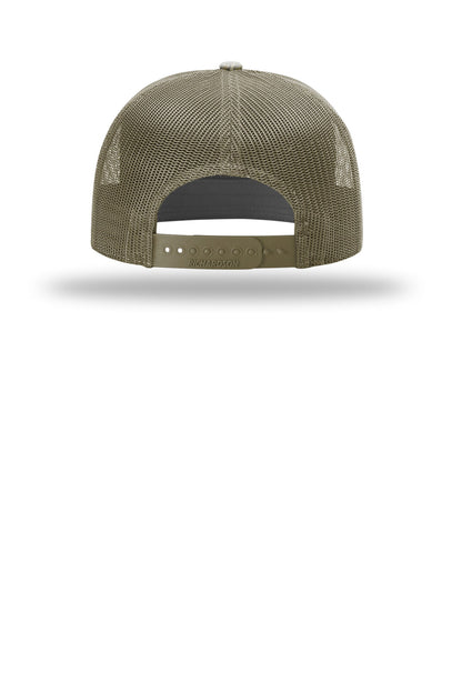Richardson Printed 7-Panel Trucker - Mossy Oak Bottomland/ Loden - flat back