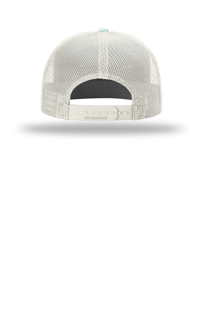Richardson Printed 7-Panel Trucker - Saltwater Duck Camo/ Ice Grey - flat back