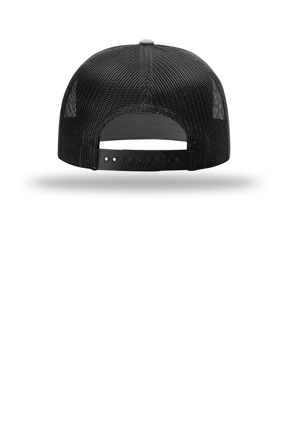 Richardson 7-Panel Trucker - Charcoal/ Burnt Orange/ Black - flat back