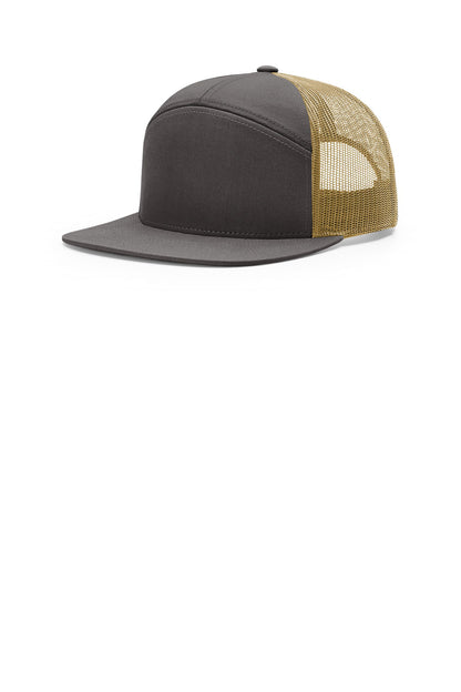 Richardson 7-Panel Trucker - Charcoal/ Old Gold - front