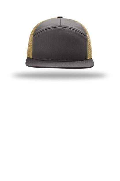 Richardson 7-Panel Trucker - Charcoal/ Old Gold - flat front