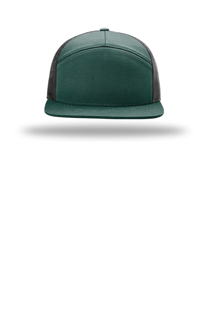 Richardson 7-Panel Trucker - Dark Green/ Black - flat front