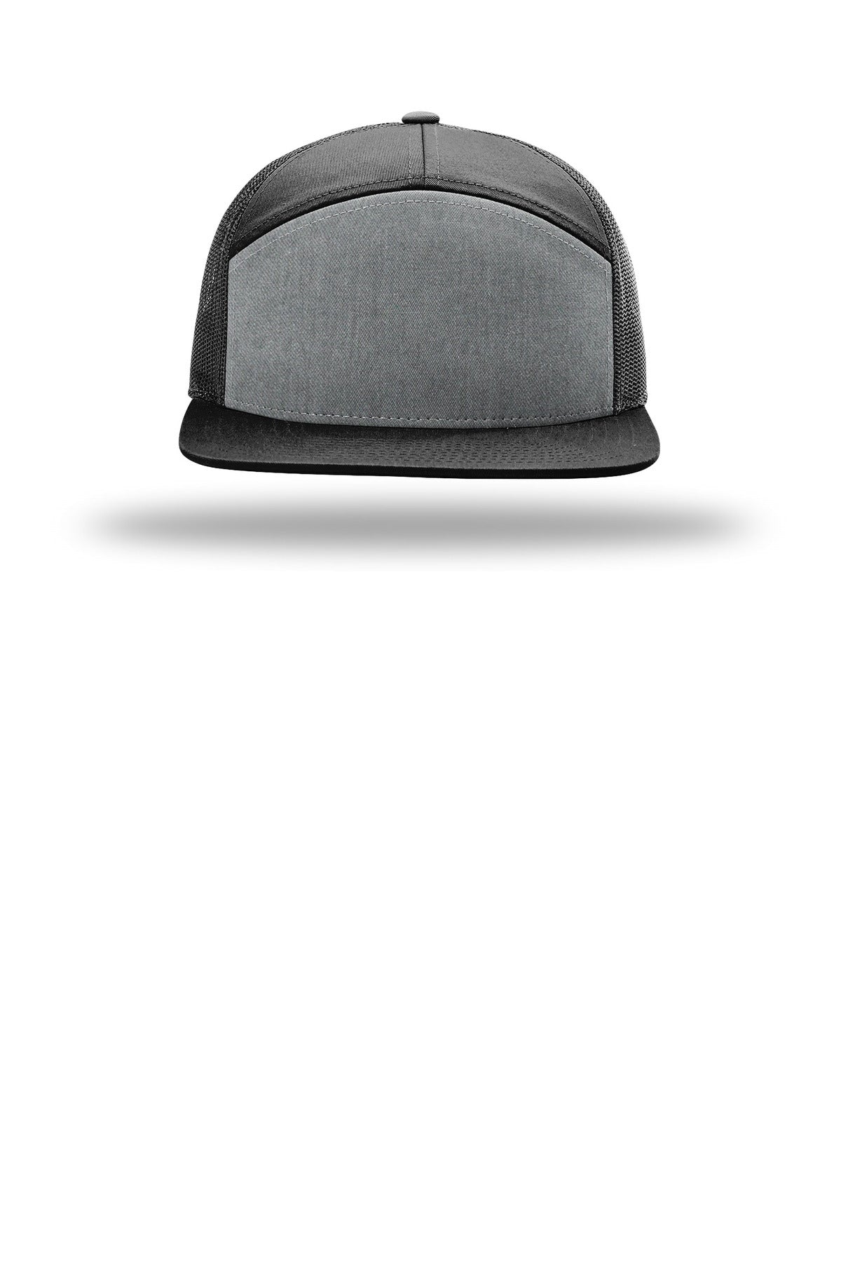 Richardson 7-Panel Trucker - Heather Grey/ Black/ Black - flat front