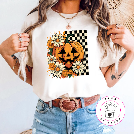 Fall Jack O’ Lantern Floral Pumpkin T-Shirt