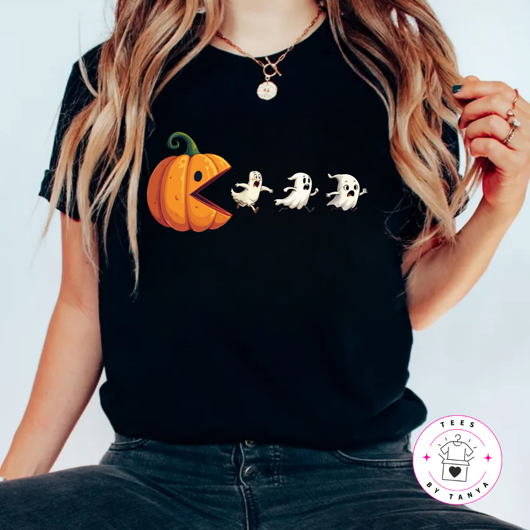 Funny Pumpkin Pacman Halloween T-Shirt