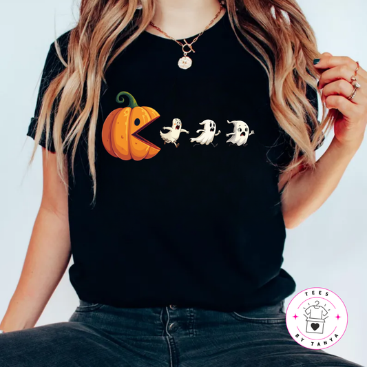 Funny Pumpkin Pacman Halloween T-Shirt