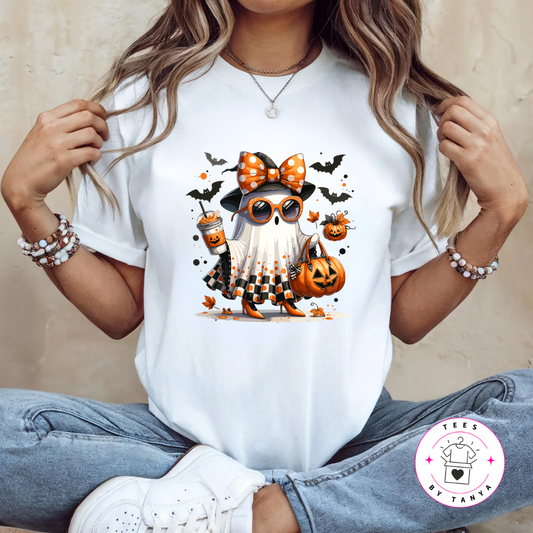 Girly Ghost Coffee & Pumpkin Bag Graphic T-Shirt