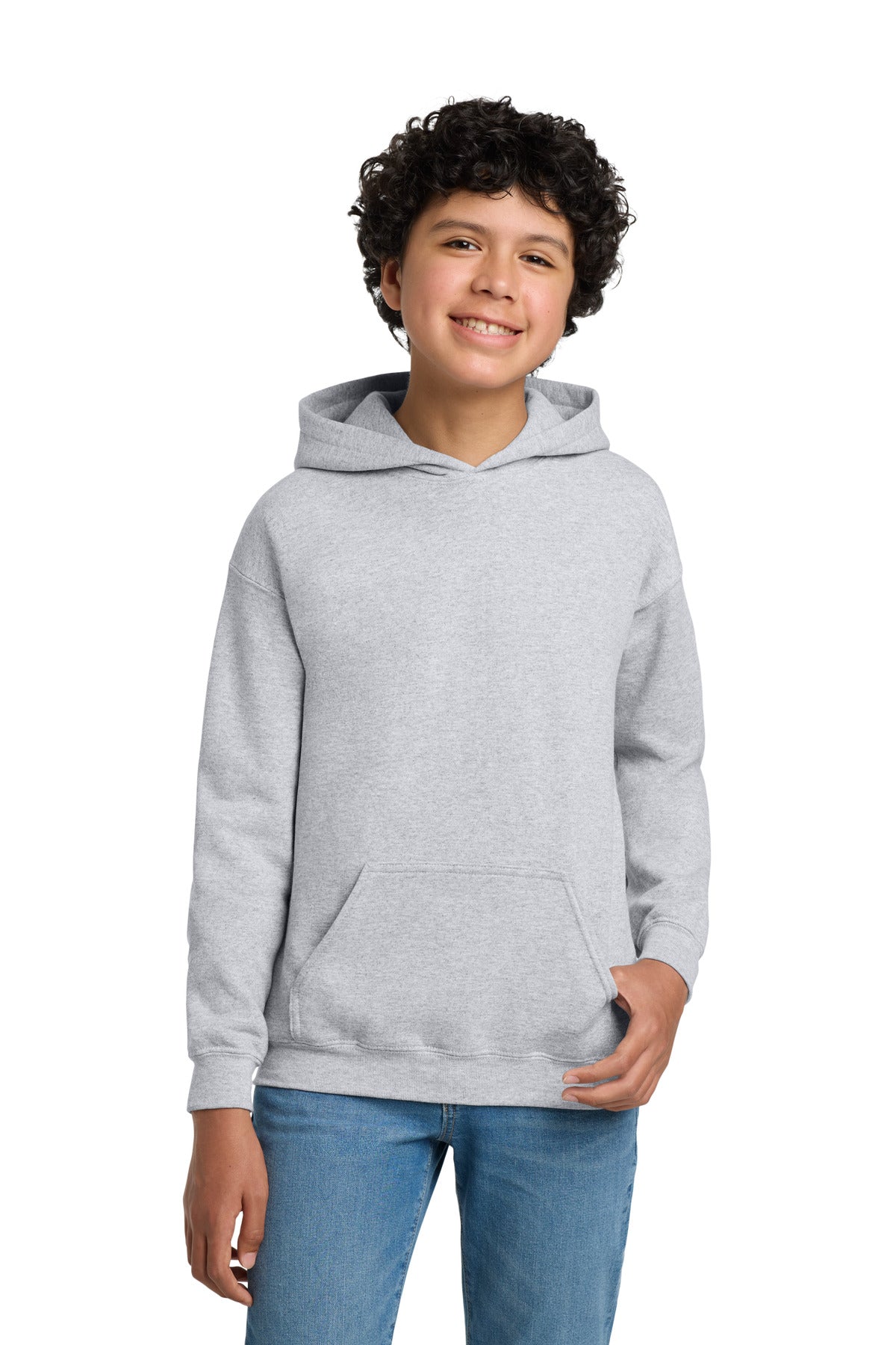 Gildan Youth Heavy Blend Hooded Sweatshirt - Ash Grey - front