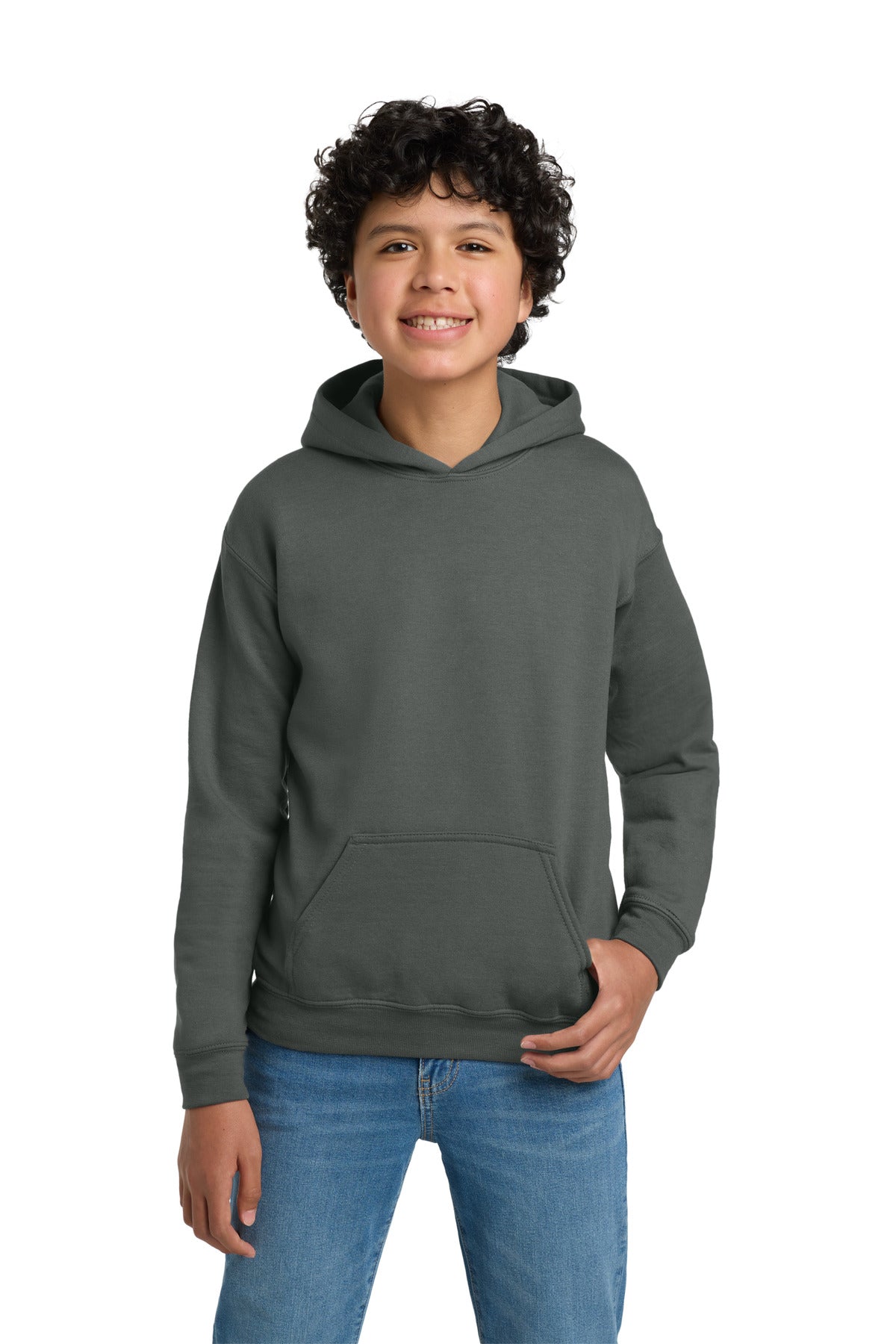 Gildan Youth Heavy Blend Hooded Sweatshirt - Charcoal - front
