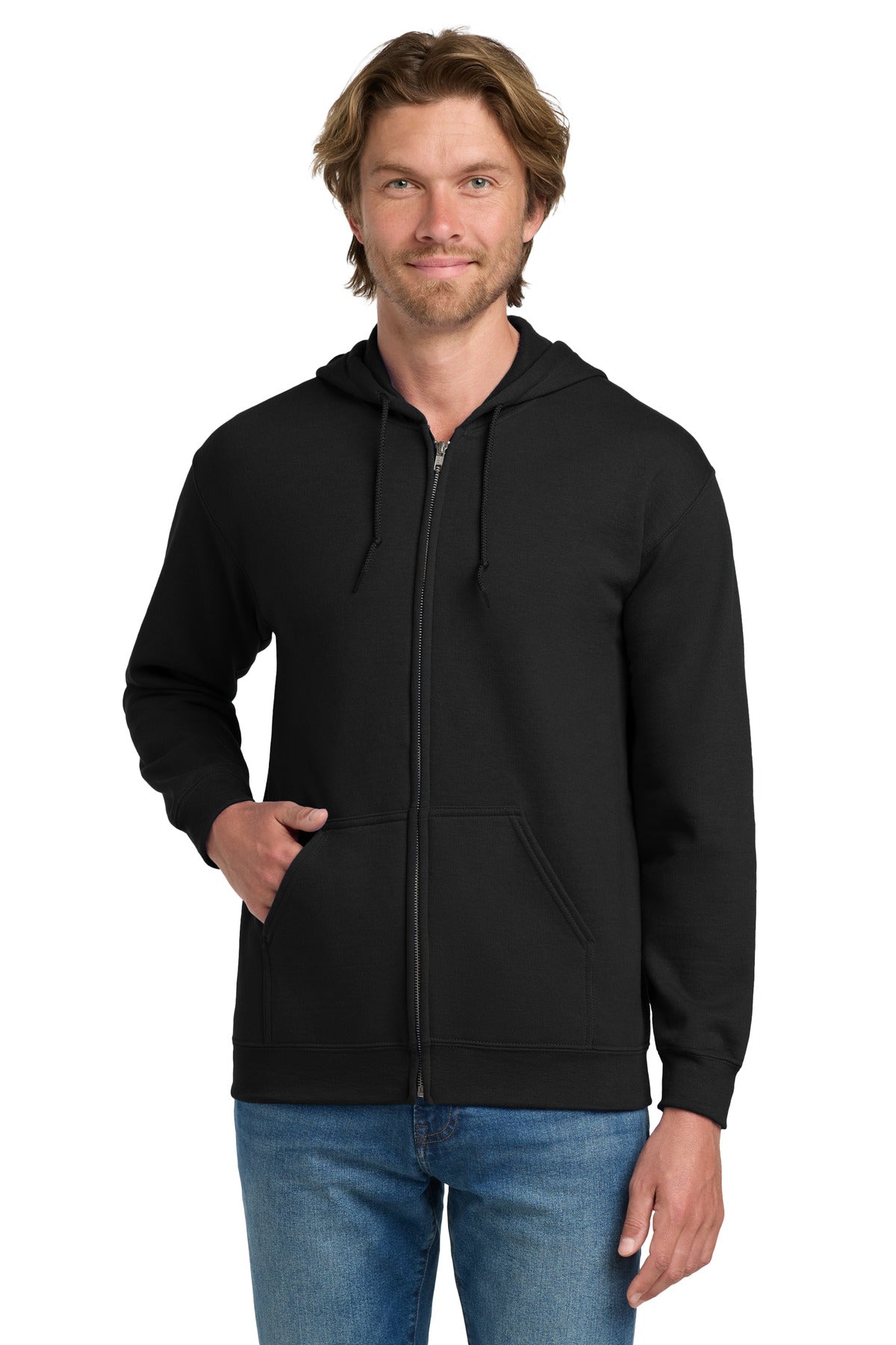 Gildan Heavy Blend Full-Zip Hooded Sweatshirt - Black - front