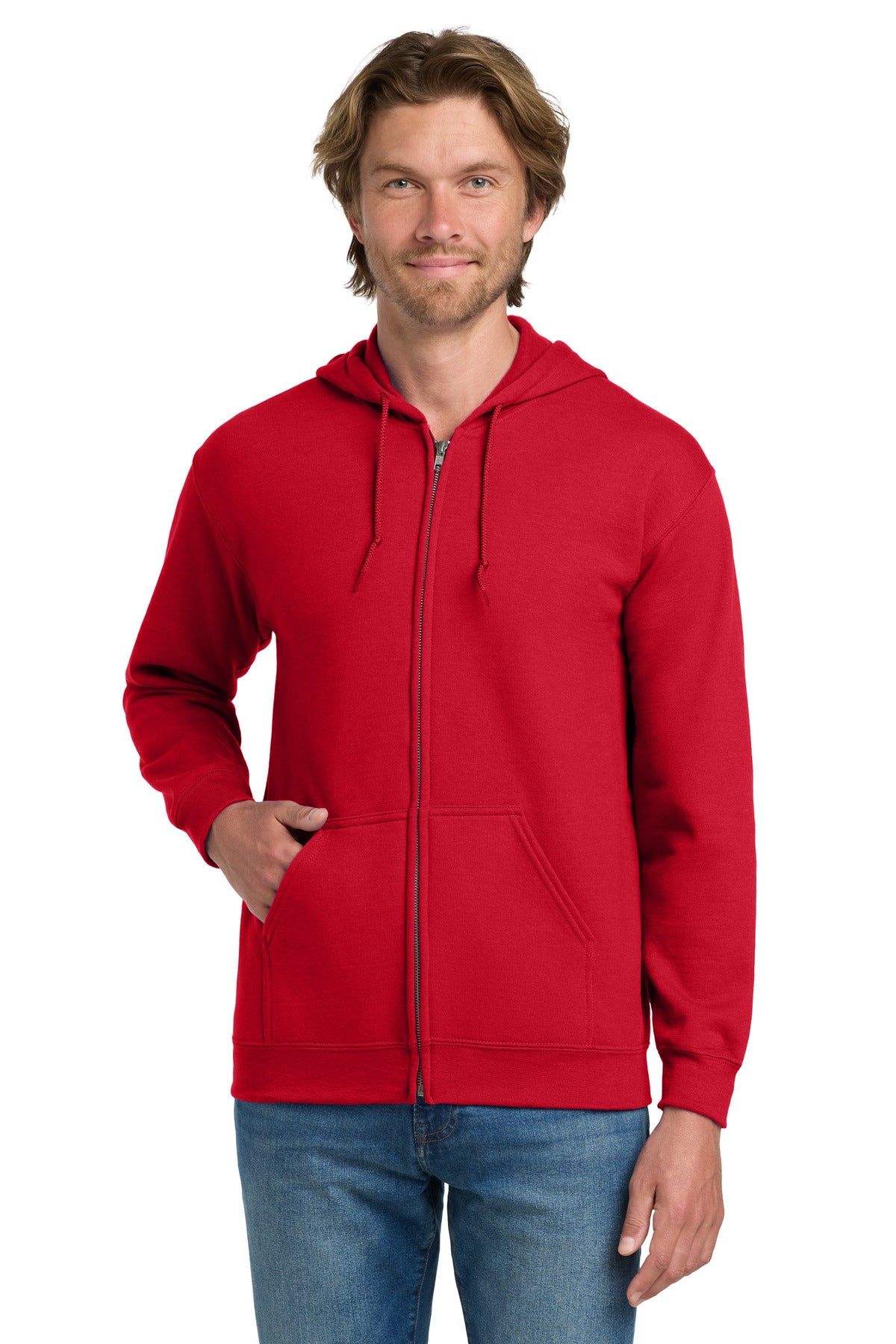 Gildan Heavy Blend Full-Zip Hooded Sweatshirt - Red - front