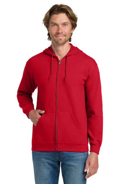 Gildan Heavy Blend Full-Zip Hooded Sweatshirt - Red - front