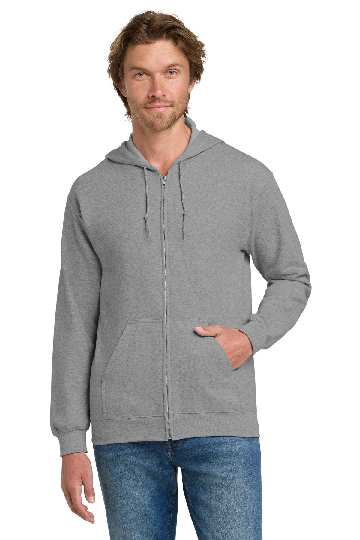 Gildan Heavy Blend Full-Zip Hooded Sweatshirt - Sport Grey - front
