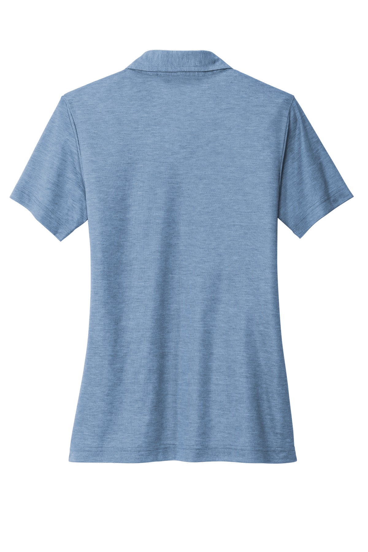TravisMathew Women's Oceanside Heather Polo in Classic Blue Heather, back flat