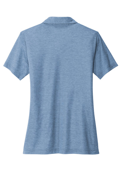 TravisMathew Women's Oceanside Heather Polo in Classic Blue Heather, back flat