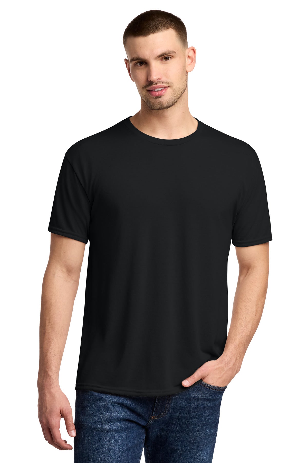 Jerzees Dri-Power 100% Polyester T-Shirt - Black - front