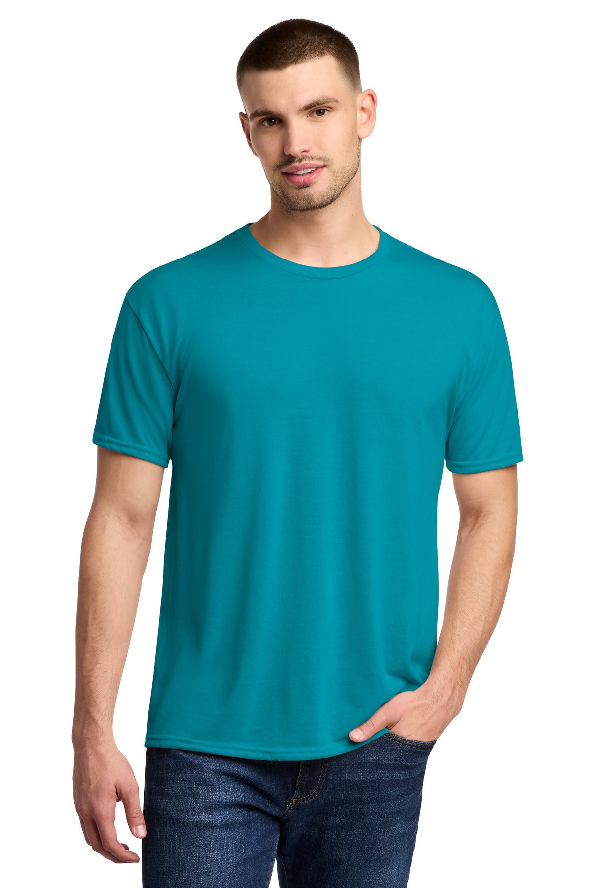 Jerzees Dri-Power 100% Polyester T-Shirt - California Blue - front