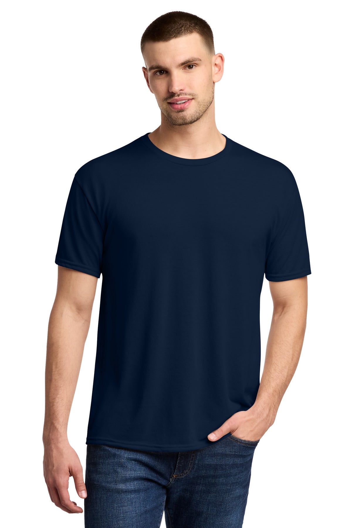 Jerzees Dri-Power 100% Polyester T-Shirt - J. Navy - front