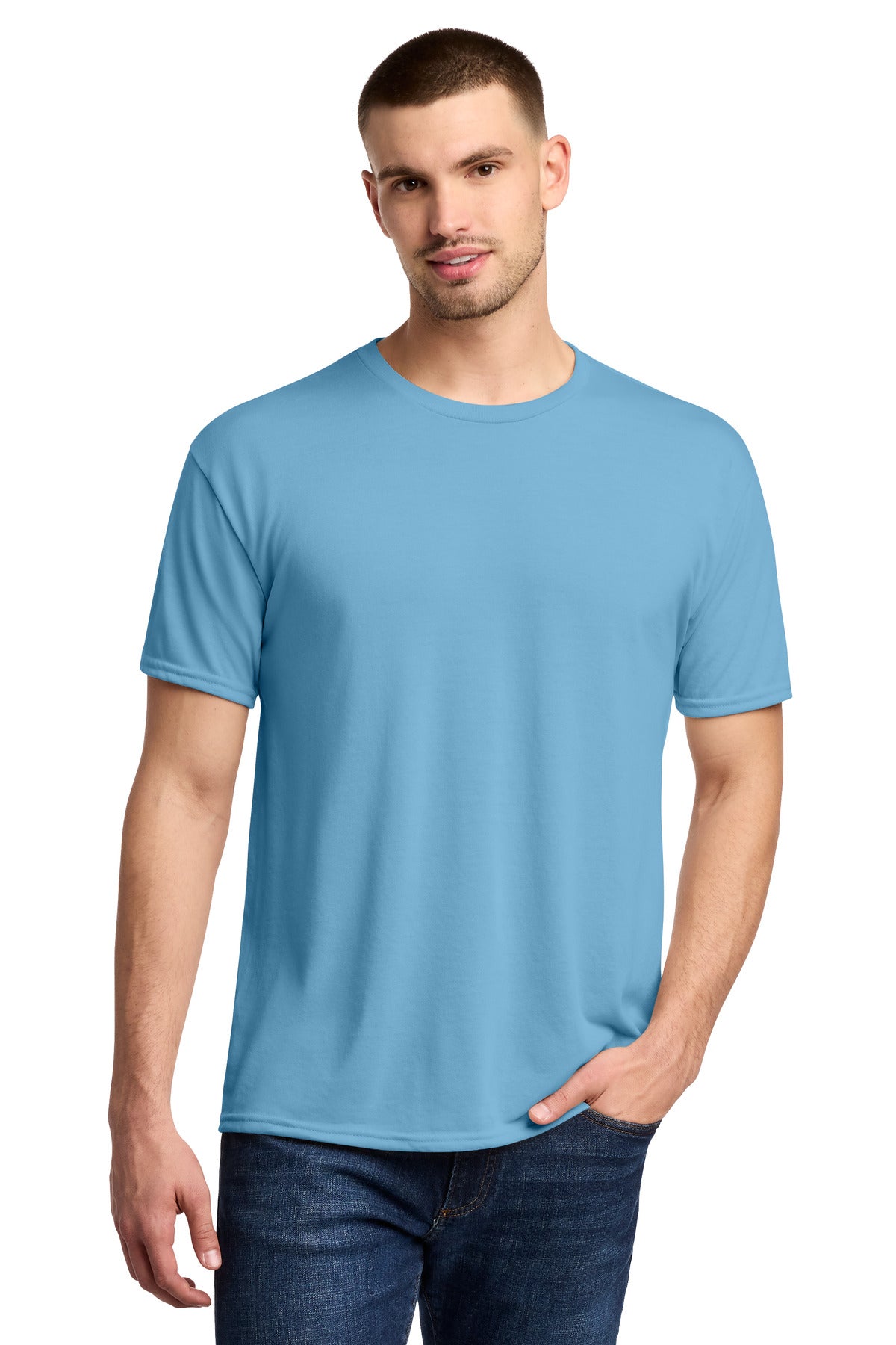 Jerzees Dri-Power 100% Polyester T-Shirt - Light Blue - front