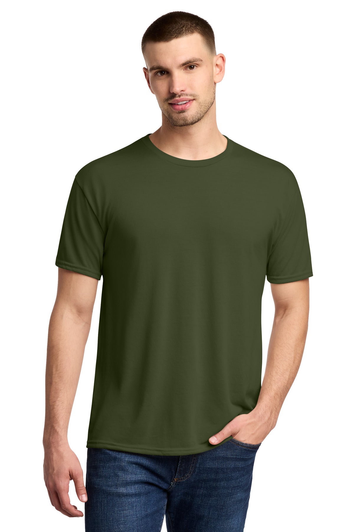 Jerzees Dri-Power 100% Polyester T-Shirt - Military Green - front