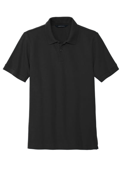 Mercer+Mettle Stretch Heavyweight Pique Polo in Deep Black, front flat