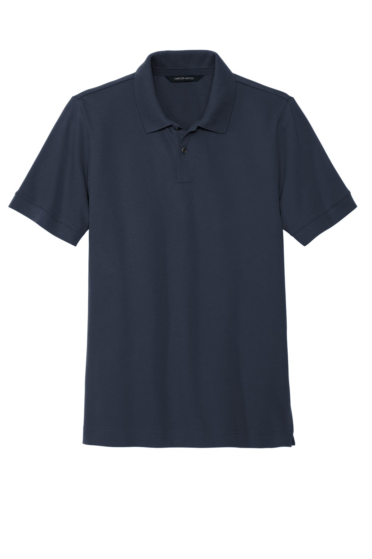 Mercer+Mettle Stretch Heavyweight Pique Polo in Night Navy, front flat