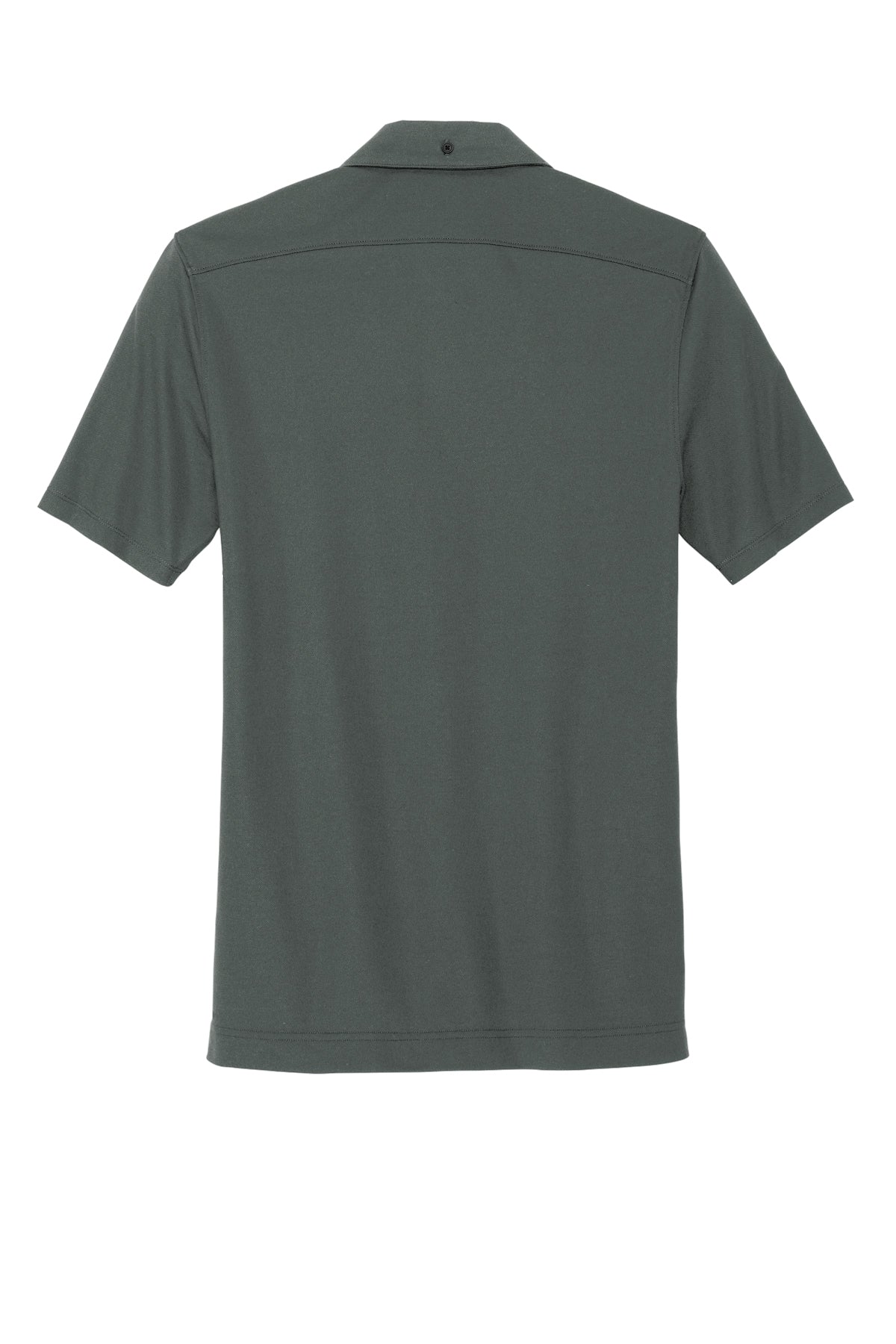Mercer+Mettle Stretch Pique Full-Button Polo in Anchor Grey, back flat