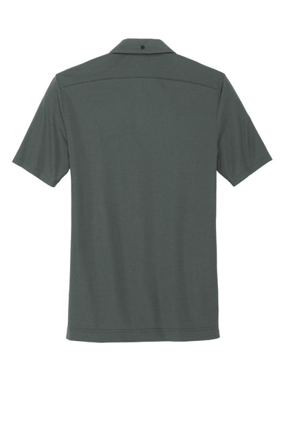Mercer+Mettle Stretch Pique Full-Button Polo in Anchor Grey, back flat