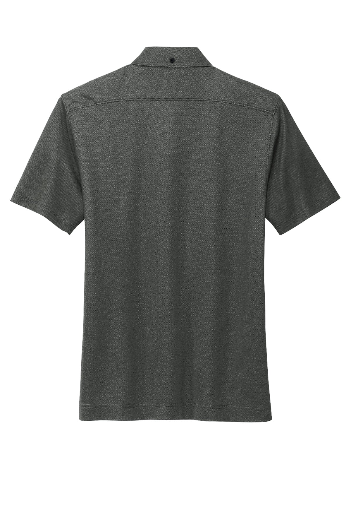 Mercer+Mettle Stretch Pique Full-Button Polo in Anchor Grey Heather, back flat