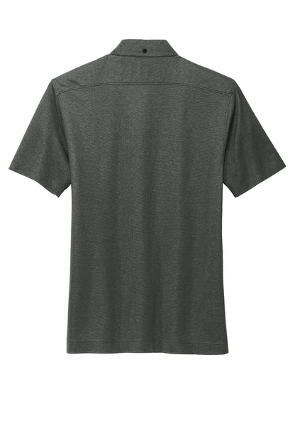 Mercer+Mettle Stretch Pique Full-Button Polo in Anchor Grey Heather, back flat