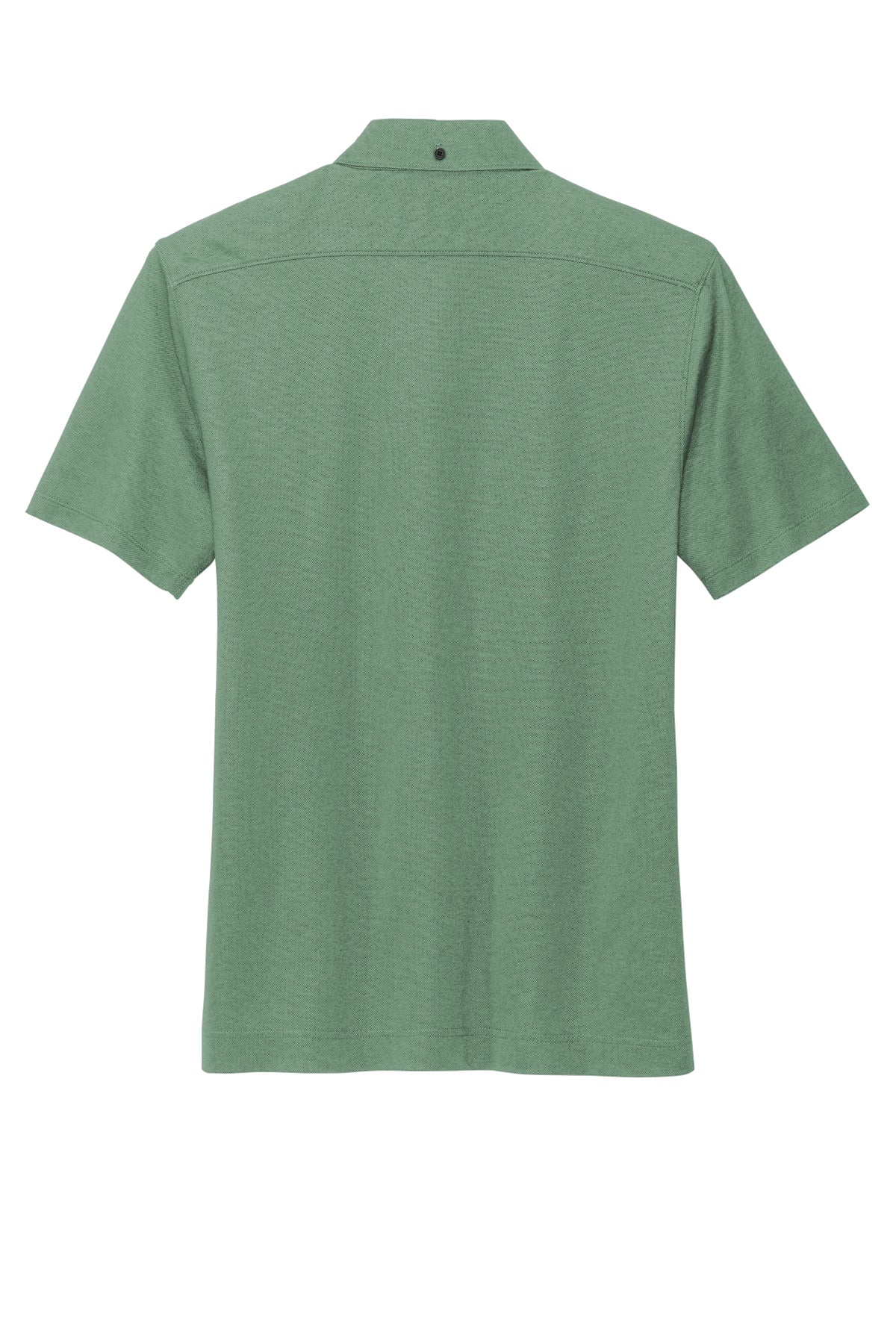 Mercer+Mettle Stretch Pique Full-Button Polo in Sage Heather, back flat