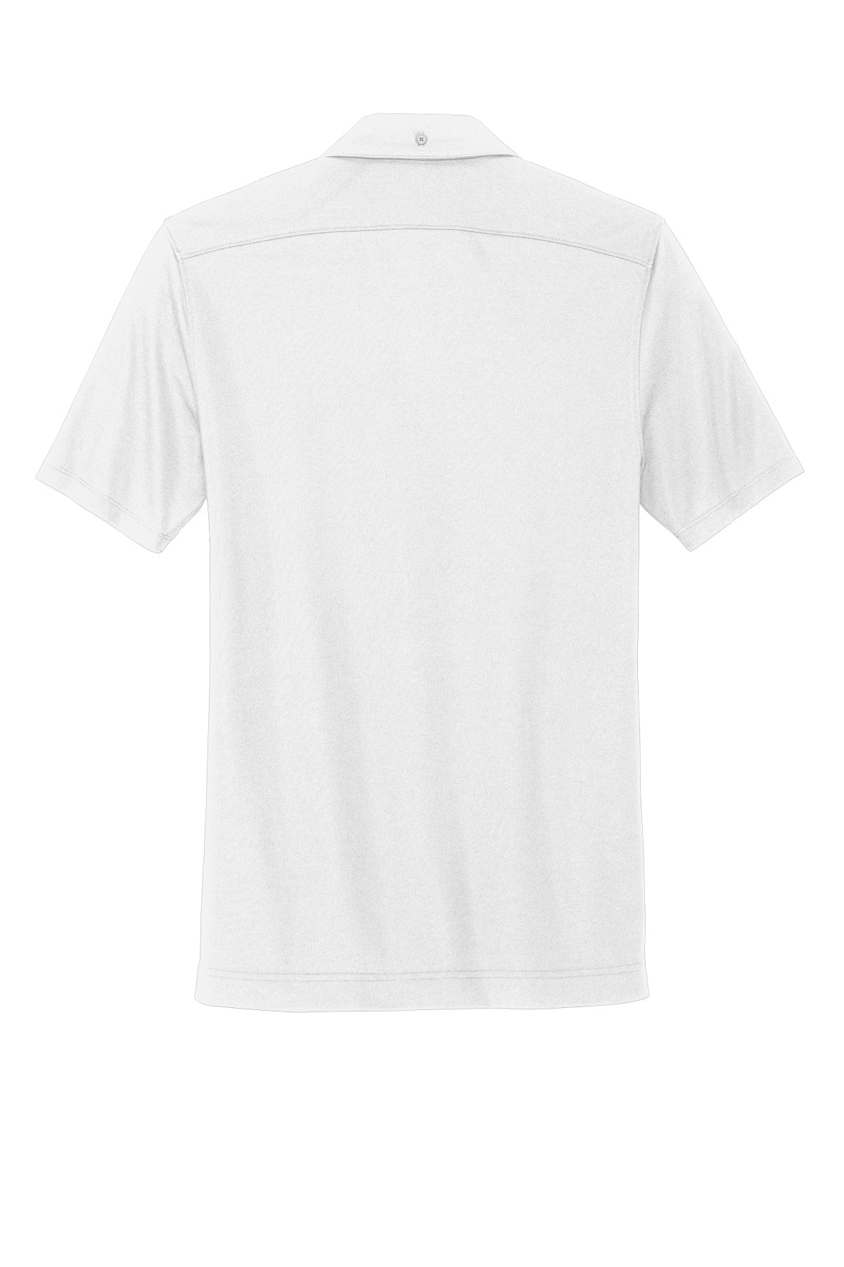 Mercer+Mettle Stretch Pique Full-Button Polo in White, back flat