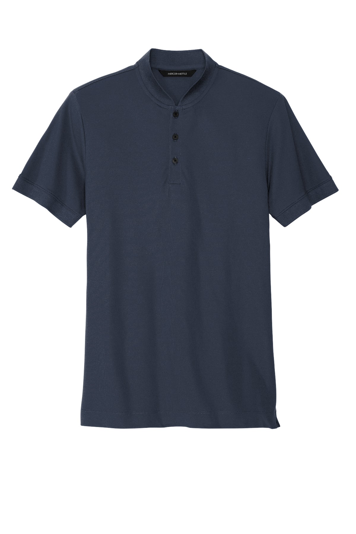 Mercer+Mettle Stretch Pique Henley in Night Navy, front flat