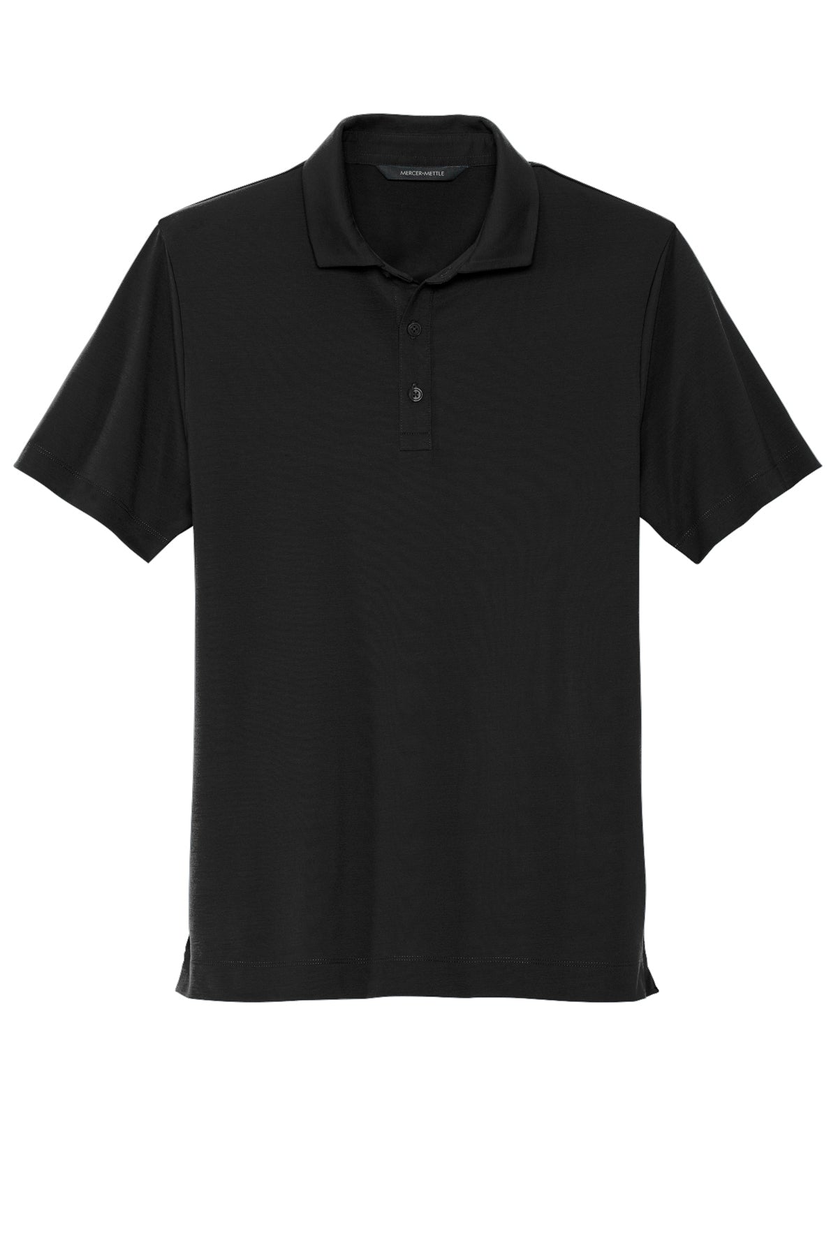 Mercer+Mettle Stretch Jersey Polo in Deep Black, front flat