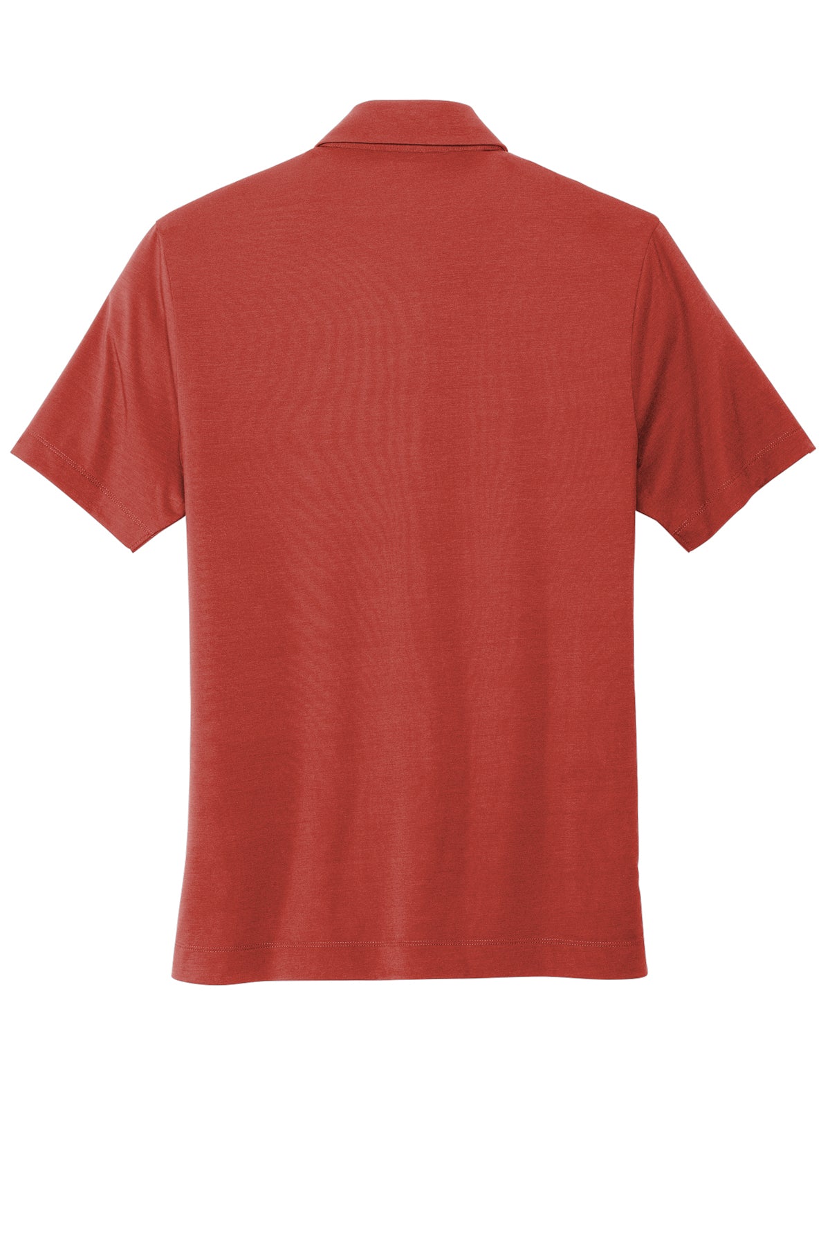 Mercer+Mettle Stretch Jersey Polo in Terracotta, back flat