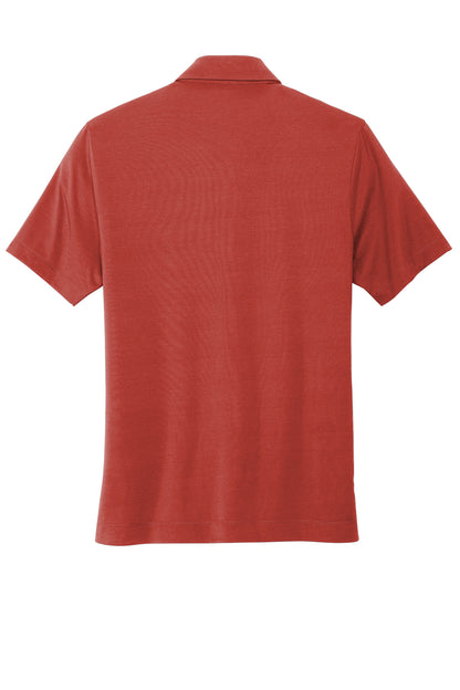 Mercer+Mettle Stretch Jersey Polo in Terracotta, back flat