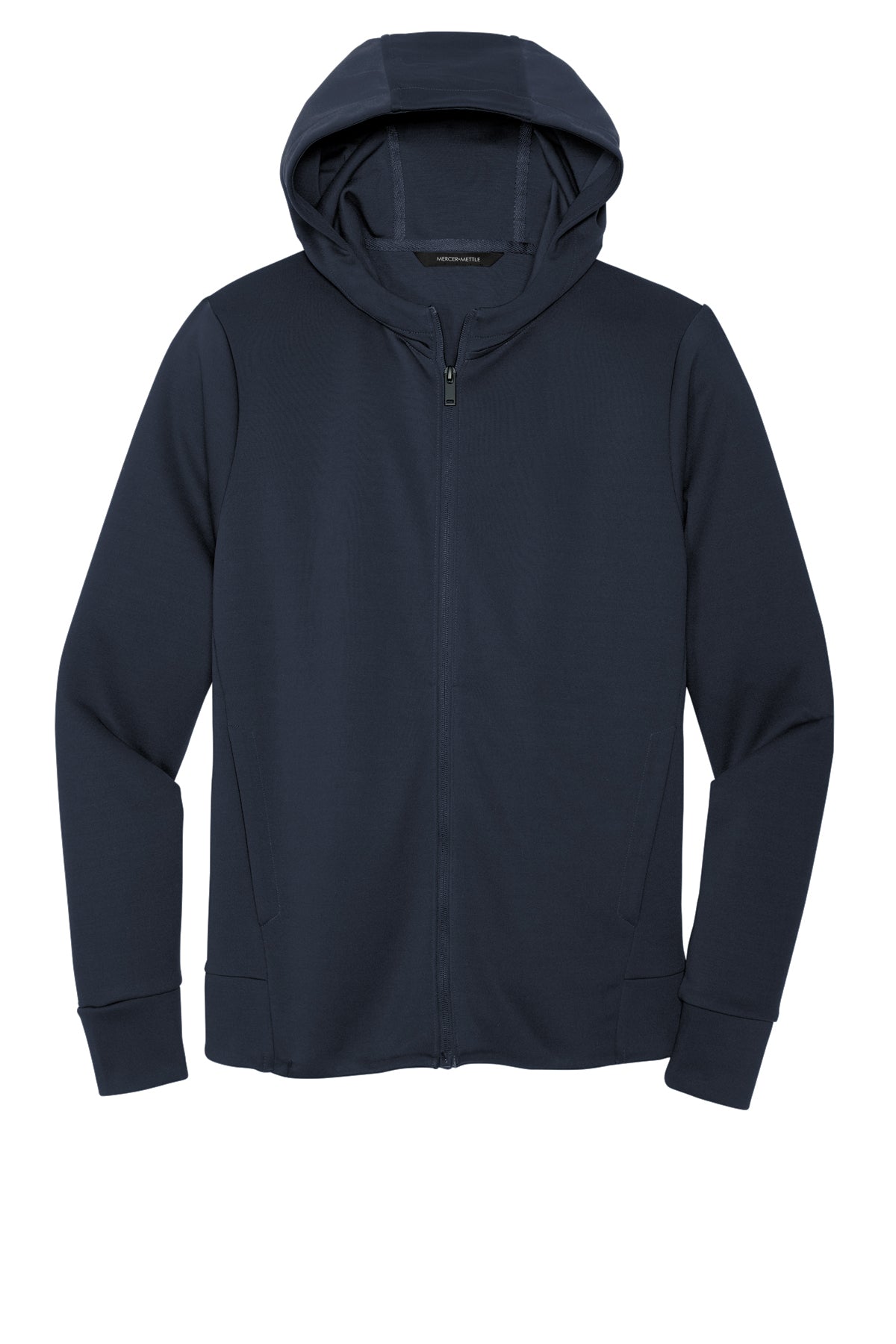 Mercer+Mettle Double-Knit Full-Zip Hoodie in Night Navy, front flat