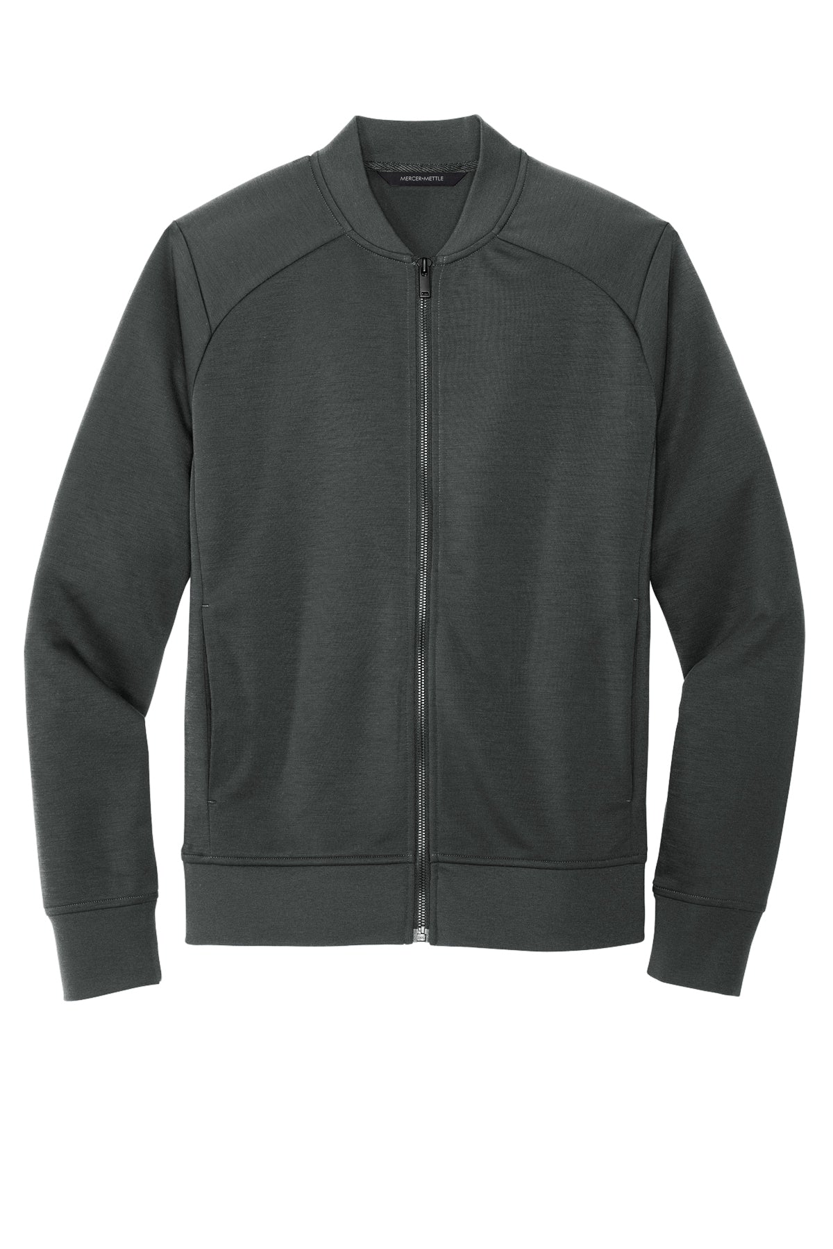 Mercer+Mettle Double-Knit Bomber in Anchor Grey, front flat